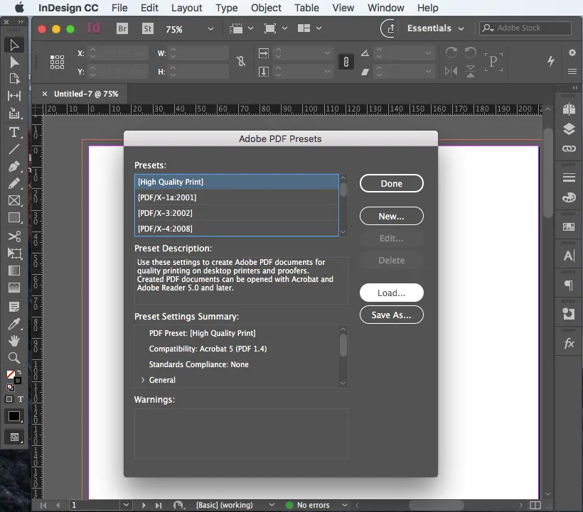 Export PDF for print step 2