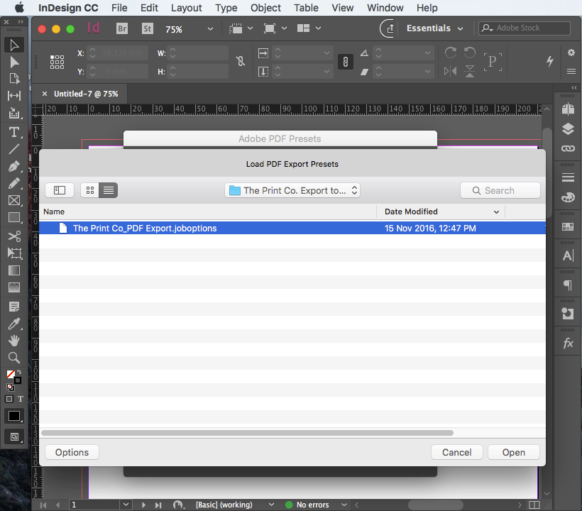 Export PDF for print step 3